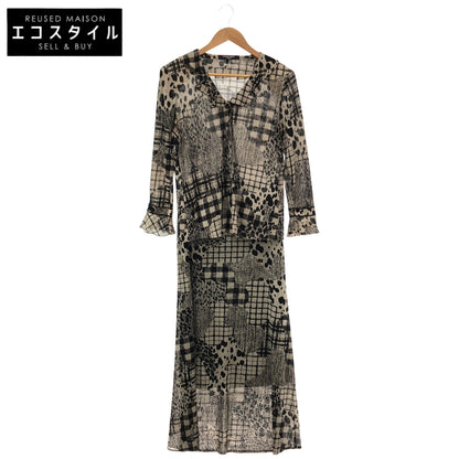 LEONARD レオナール 0169510/0162510 ベージュ×ブラック 総柄 カンカン ジャケット スカート セットアップ 2点 スーツ セットアップ