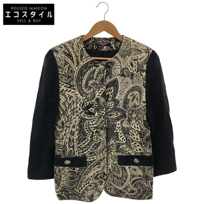LEONARD Leonard Beige×Black Collarless Jacket Jacket