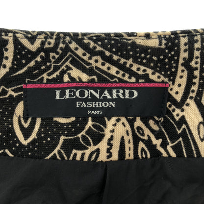 LEONARD Leonard Beige×Black Collarless Jacket Jacket