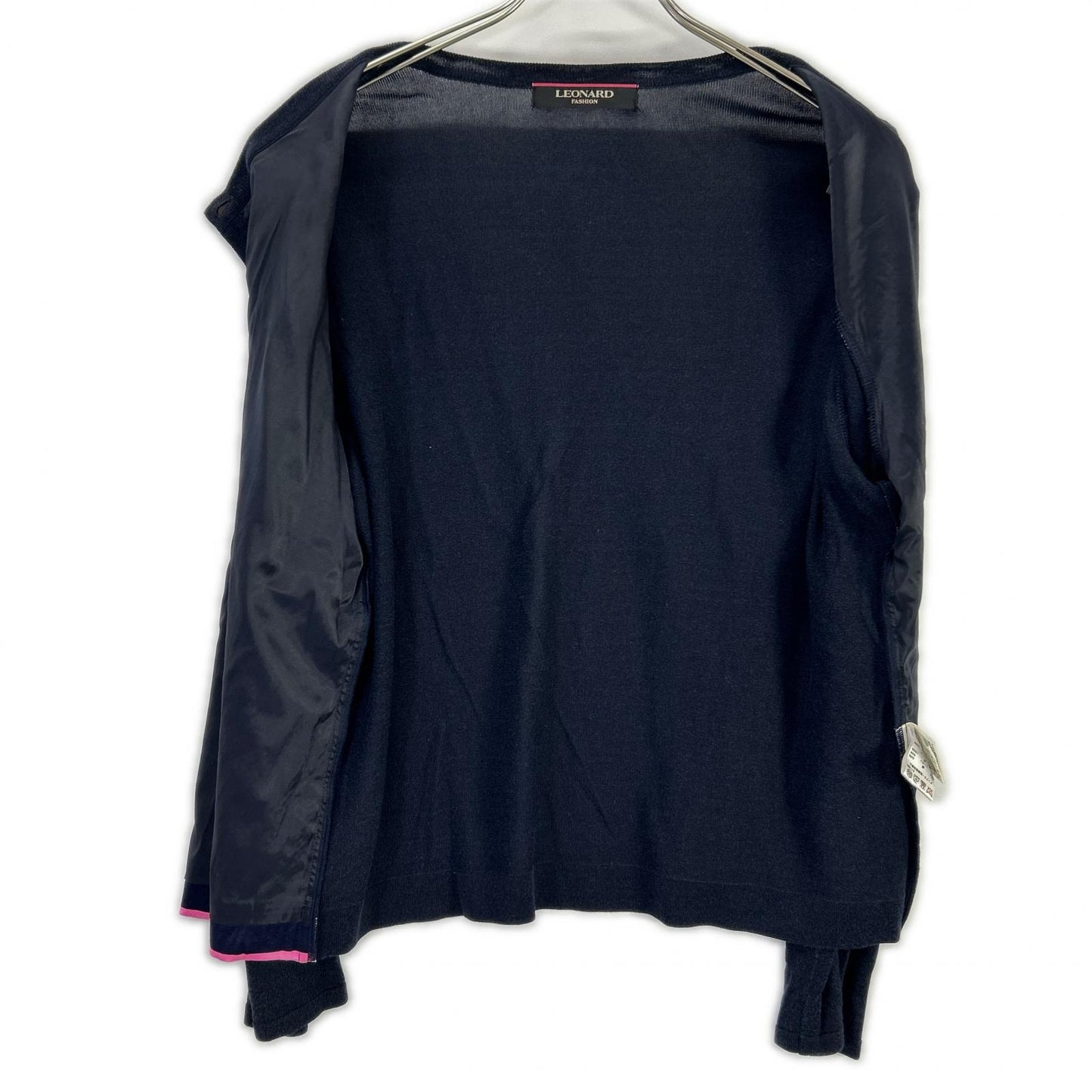 LEONARD レオナール ネイビー コットン 花柄 スパンコール ジャケット トップス