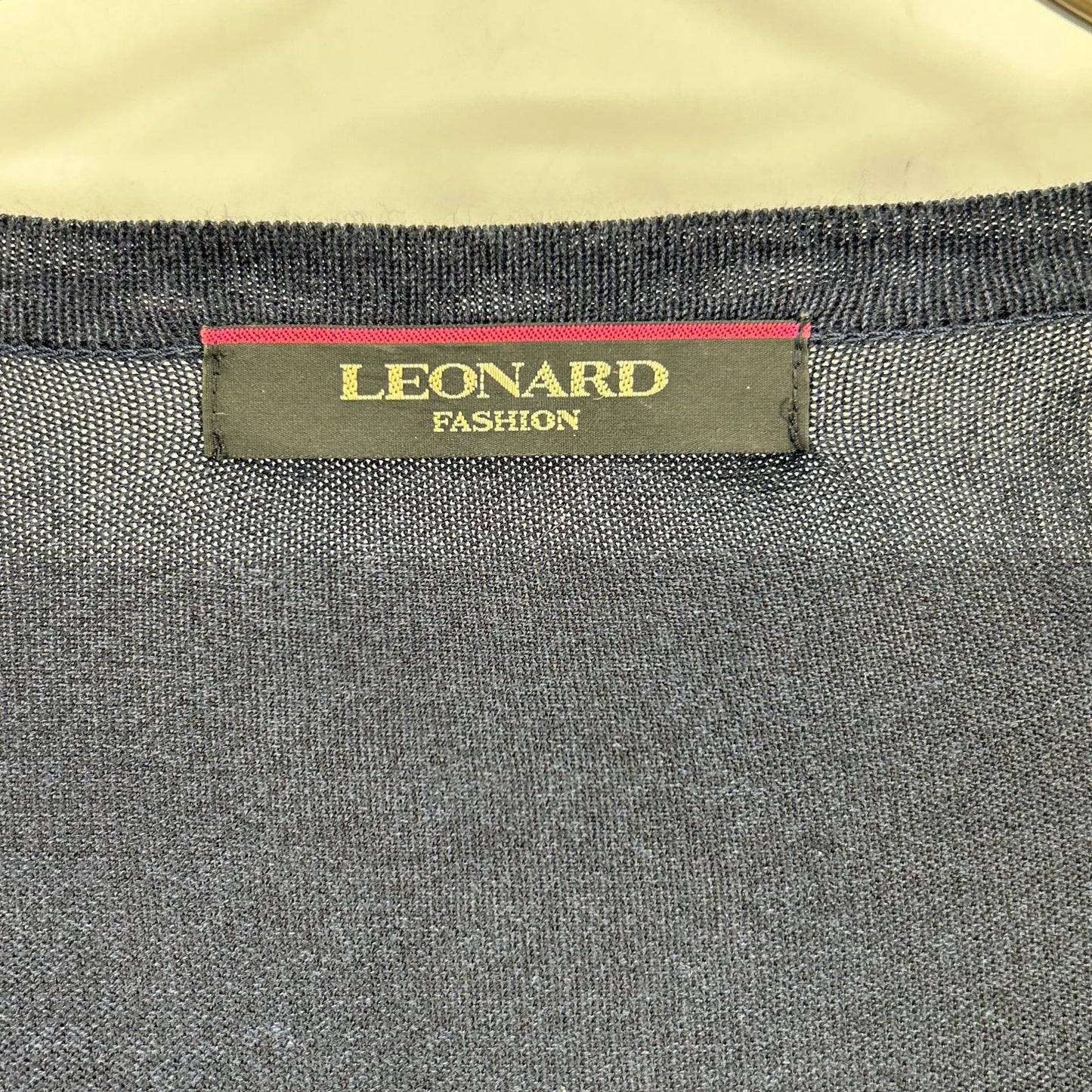 LEONARD レオナール ネイビー コットン 花柄 スパンコール ジャケット トップス
