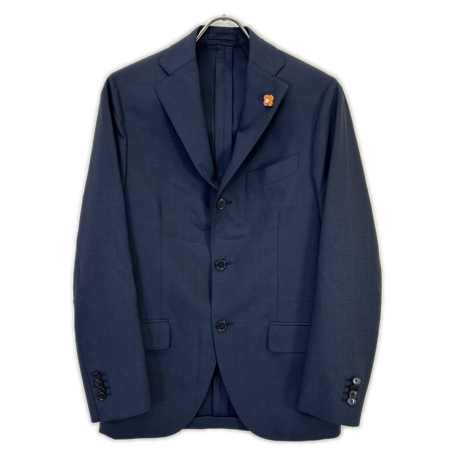 JI801AQ Navy 100% Wool Boutonnière 3B Tailored Jacket Jacket 44 Men's