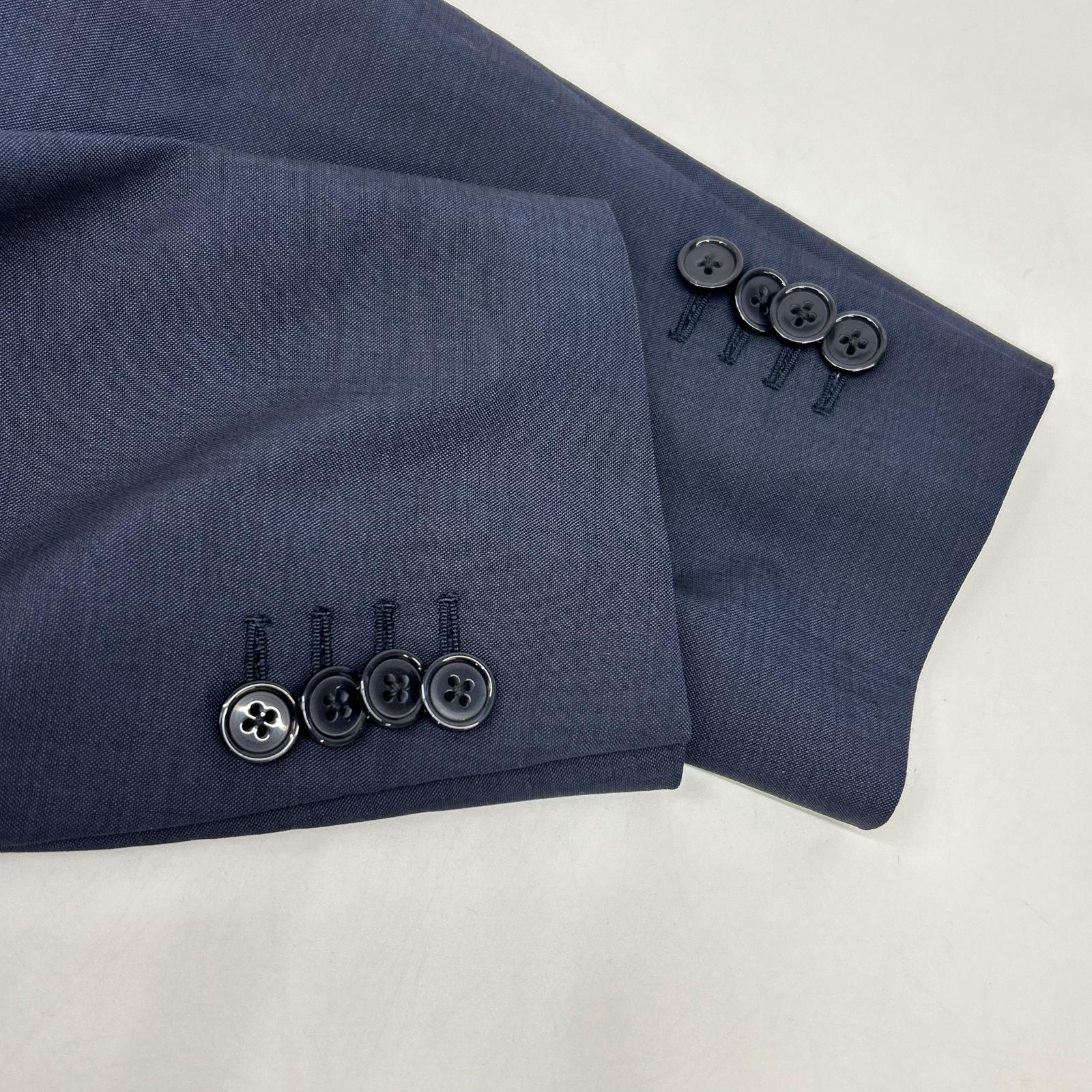 JI801AQ Navy 100% Wool Boutonnière 3B Tailored Jacket Jacket 44 Men's