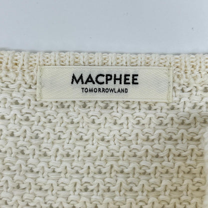 MACPHEE マカフィー ホワイト ギマコットン キーネックプルオーバー トップス