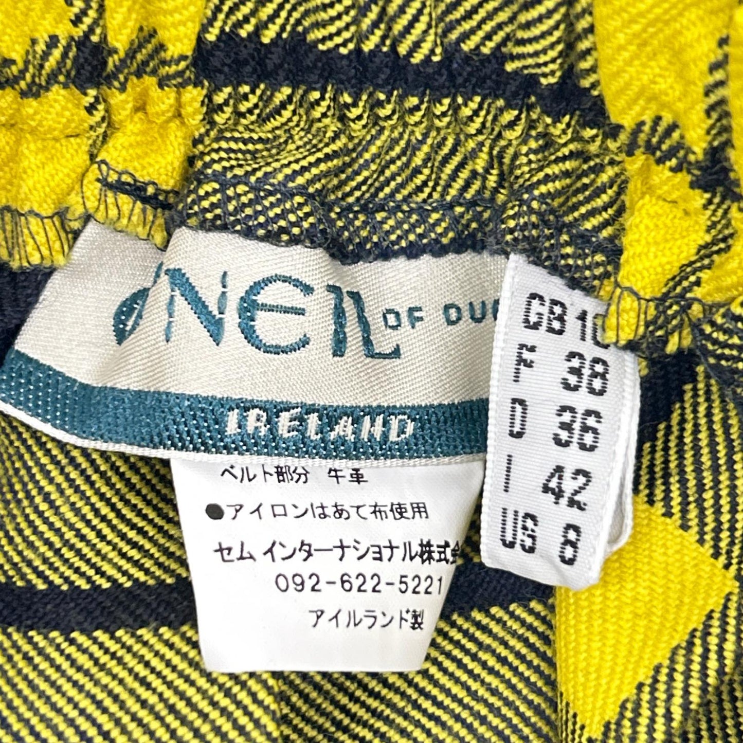 O’Neil of Dublin オニール オブ ダブリン 5093W ネイビー×イエロー チェック キルトスカート スカート