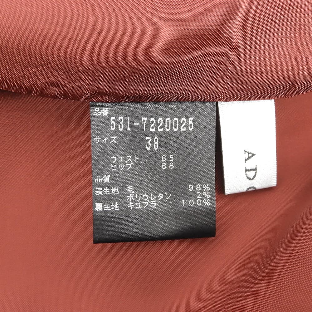 ADORE アドーア ストレッチ ウール サイドプリーツ スカート レディース レッド 38 531-7220025 スカート