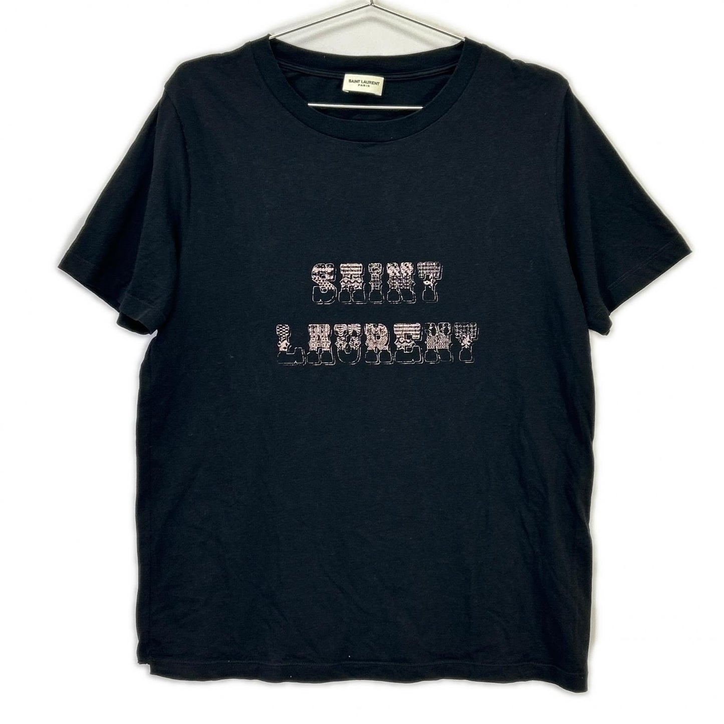 18SS 541888 YB2XS Black Logo Print Crew Neck T-Shirt Tops S Men's