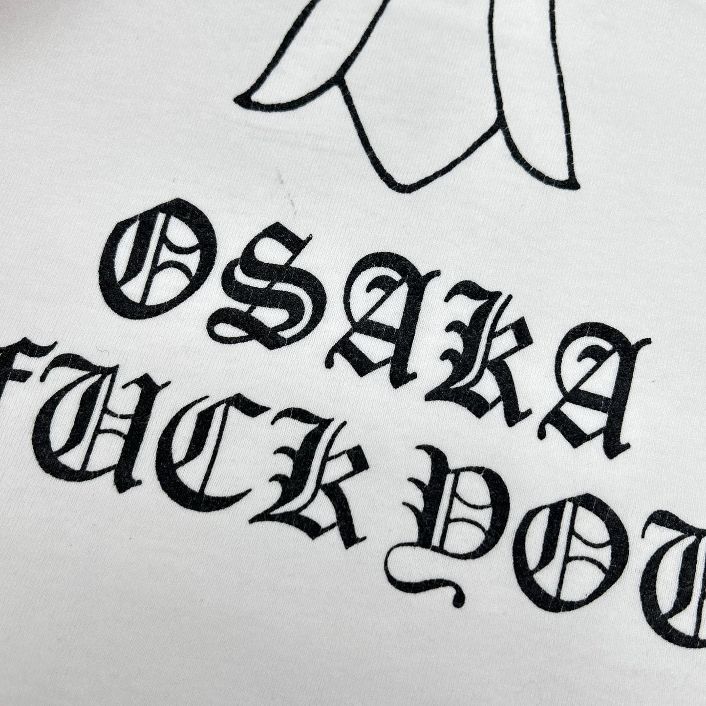 Chrome hearts クロムハーツ ホワイト コットン100 OSAKA FUCK YOU プリントTシャツ トップス
