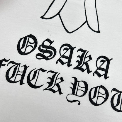 Chrome hearts クロムハーツ ホワイト コットン100 OSAKA FUCK YOU プリントTシャツ トップス