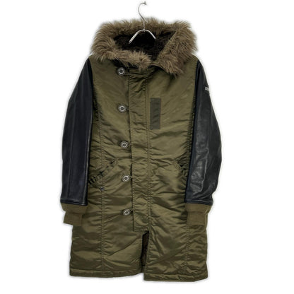 HYSTERIC GLAMOUR HYSTERIC GLAMOUR 0143AC06 卡其色×黑色 拼接皮革 N-3B 派克大衣 大衣