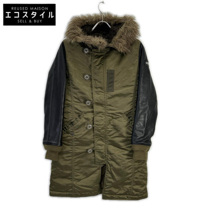 HYSTERIC GLAMOUR HYSTERIC GLAMOUR 0143AC06 卡其色×黑色 拼接皮革 N-3B 派克大衣 大衣