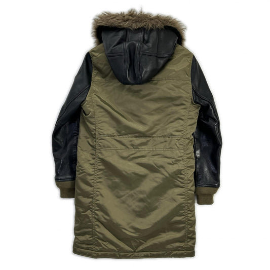 HYSTERIC GLAMOUR ヒステリックグラマー 0143AC06 カーキ×ブラック レザー切り替え N-3B モッズコート コート