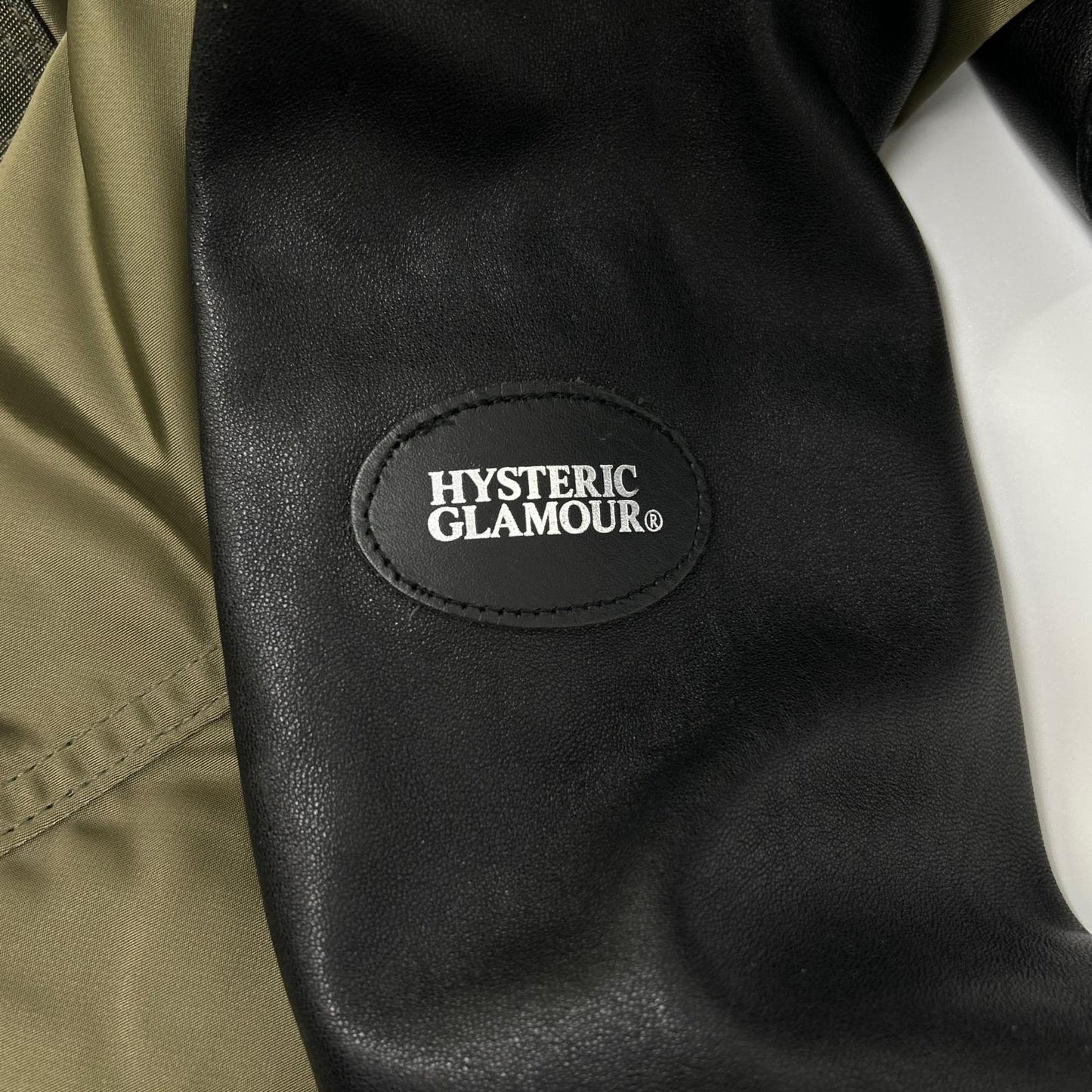 HYSTERIC GLAMOUR ヒステリックグラマー 0143AC06 カーキ×ブラック レザー切り替え N-3B モッズコート コート