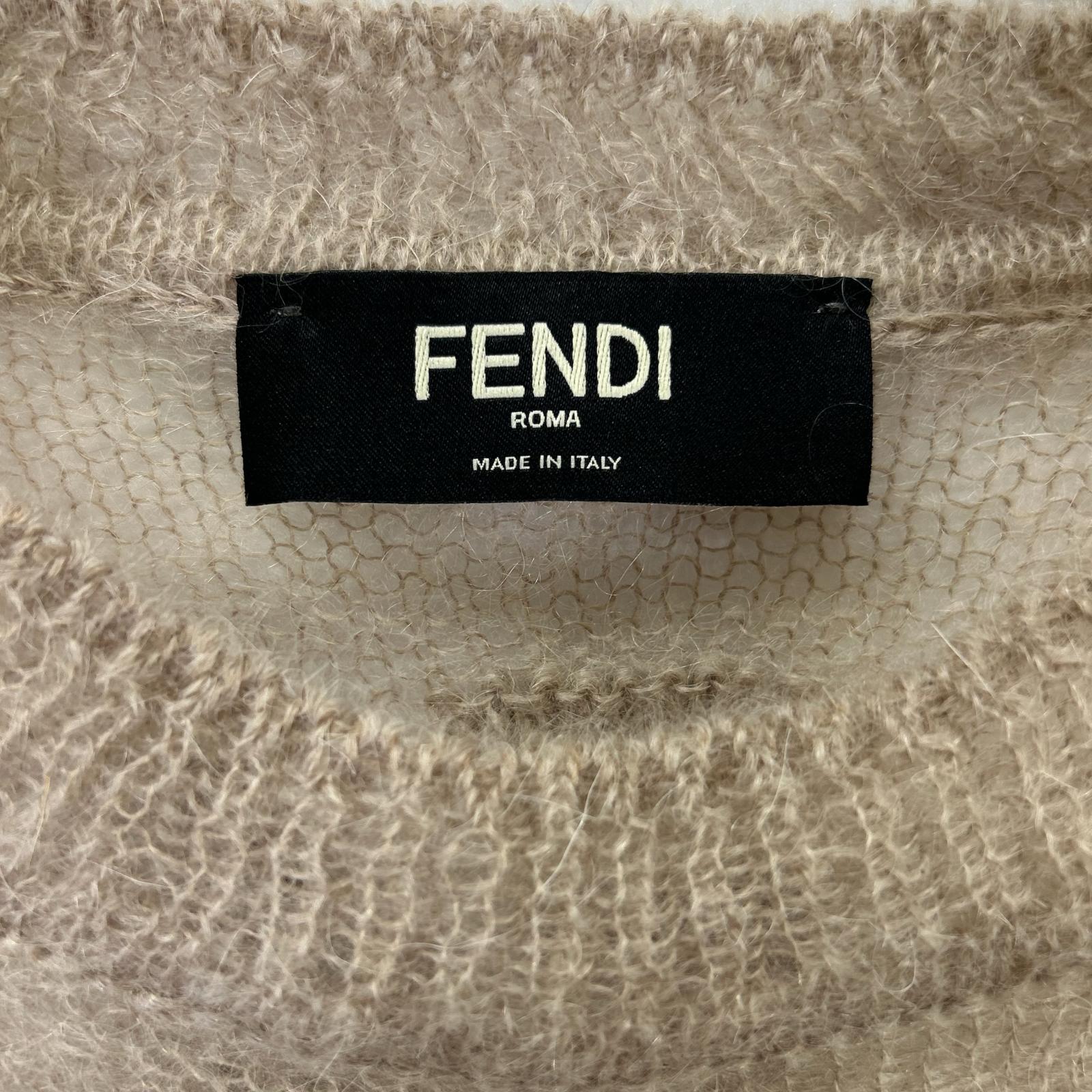 FENDI フェンディ FZX181 APP8 23年 ベージュ モヘア混 クルーネックニット トップス
