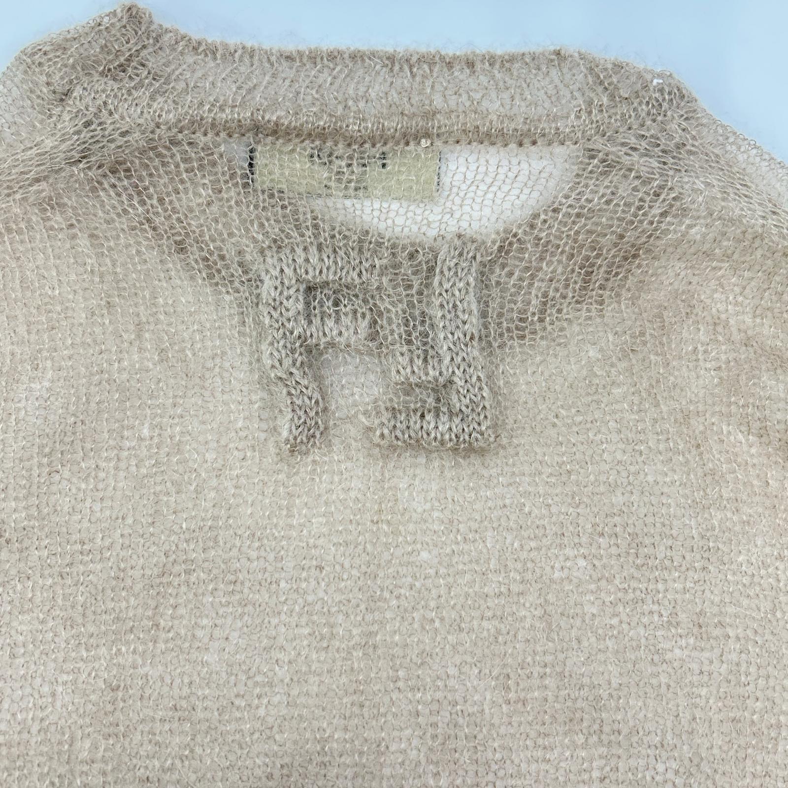 FENDI フェンディ FZX181 APP8 23年 ベージュ モヘア混 クルーネックニット トップス