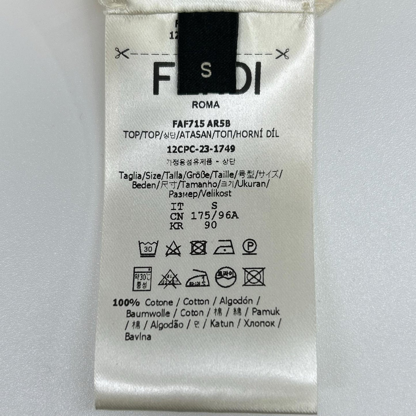 FENDI 芬迪 FAF715 AR5B 23年 白色 老花渐变 短袖T恤 上衣