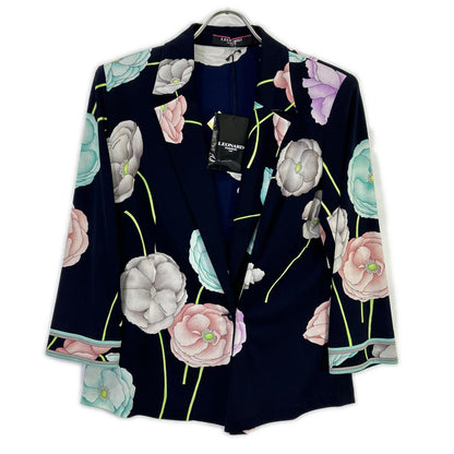 LEONARD レオナール 【FASHION】ネイビー カンカン素材 花柄総柄 トップス