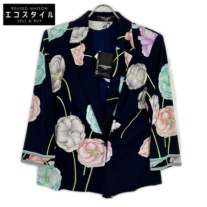 LEONARD レオナール 【FASHION】ネイビー カンカン素材 花柄総柄 トップス