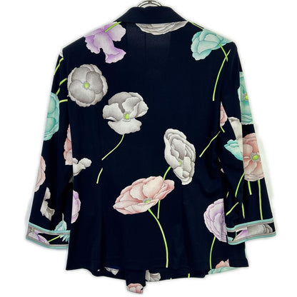 LEONARD レオナール 【FASHION】ネイビー カンカン素材 花柄総柄 トップス