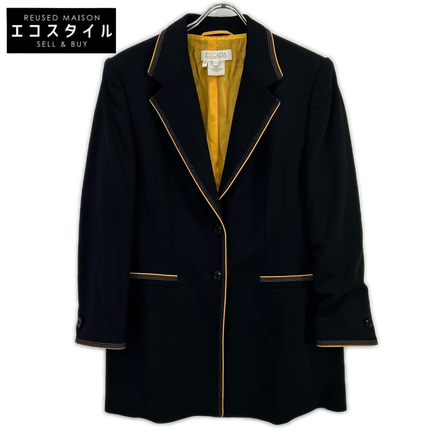 ESCADA エスカーダ ブラック イエローパイピンング テーラードジャケット ジャケット