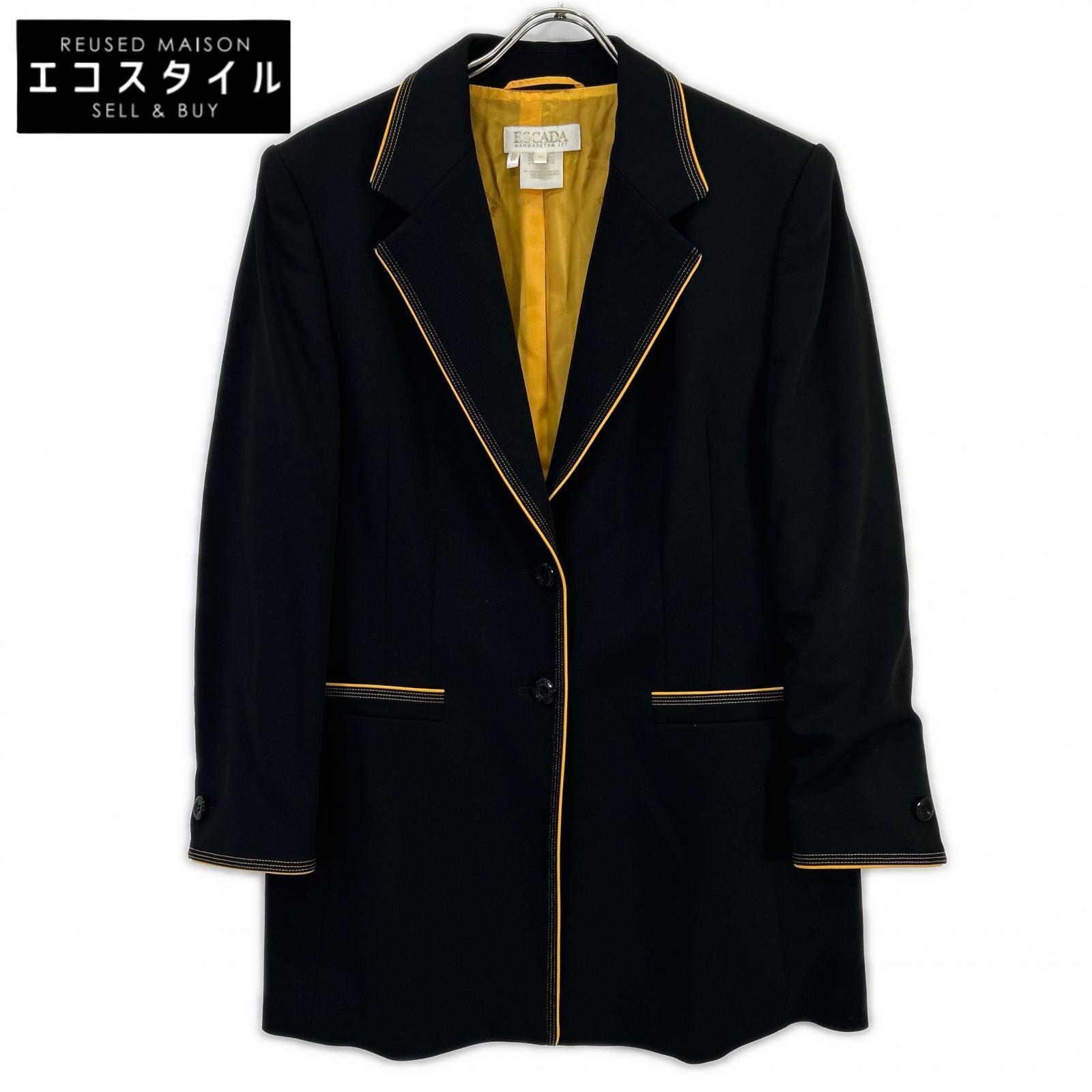 ESCADA エスカーダ ブラック イエローパイピンング テーラードジャケット ジャケット