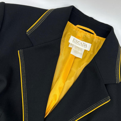 ESCADA エスカーダ ブラック イエローパイピンング テーラードジャケット ジャケット
