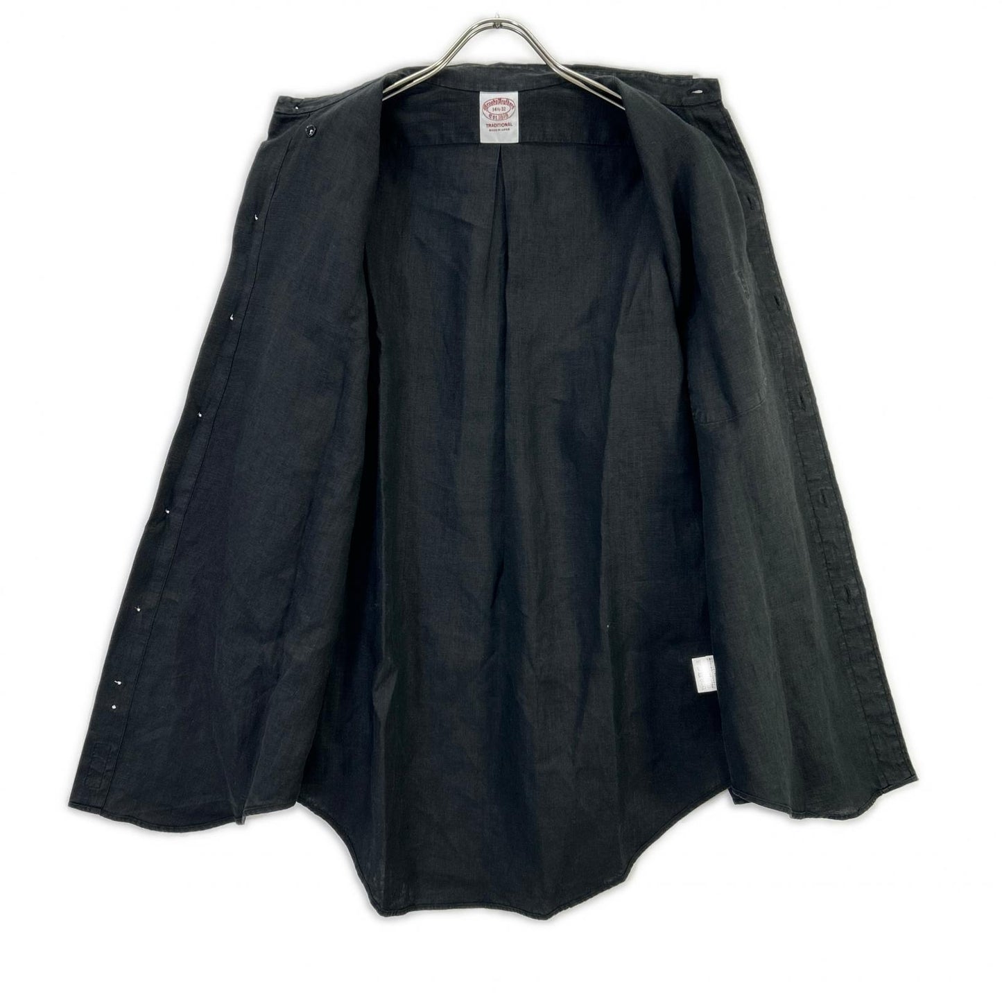 Brooks Brothers ブルックスブラザーズ 25SS JAPANTRAD ブラック アイリッシュリネン トラディショナルフィット 6つボタン シャツ トップス