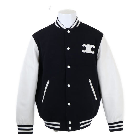 CELINE セリーヌ 【美品/国内正規/24年製】2V29V896C アームラムレザー切替 テディ バーシティジャケット ジャケット