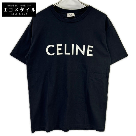 CELINE セリーヌ 2X681671Q ブラック コットン フロントロゴ Tシャツ トップス