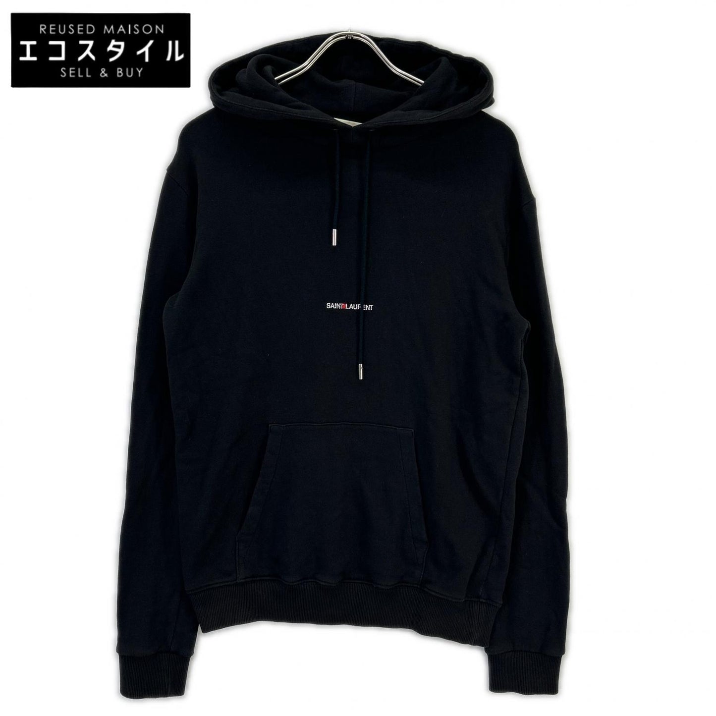SAINT LAURENT PARIS サンローランパリ 17年 464581 ブラック ワンポイントロゴ パーカー トップス