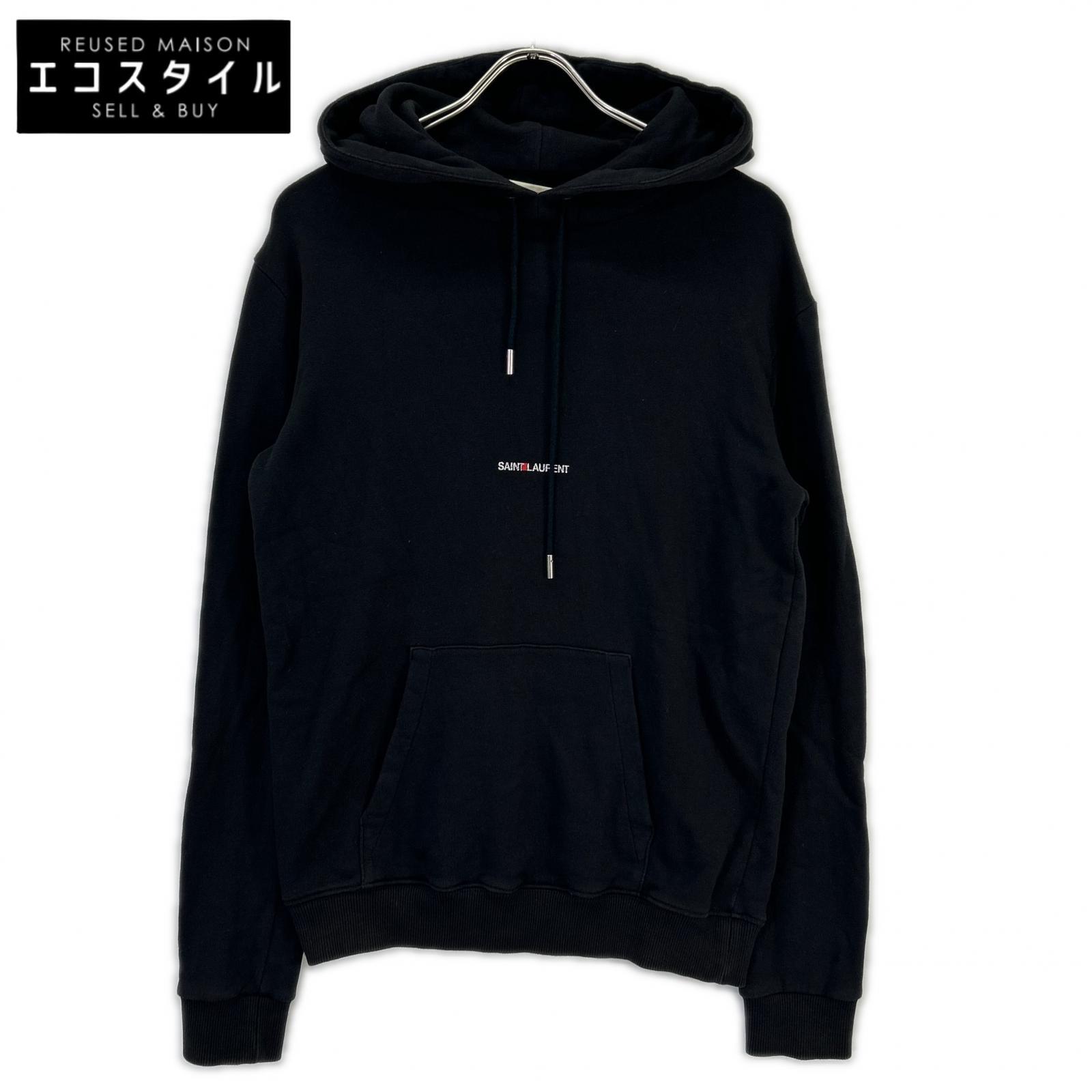 SAINT LAURENT PARIS サンローランパリ 17年 464581 ブラック ワンポイントロゴ パーカー トップス