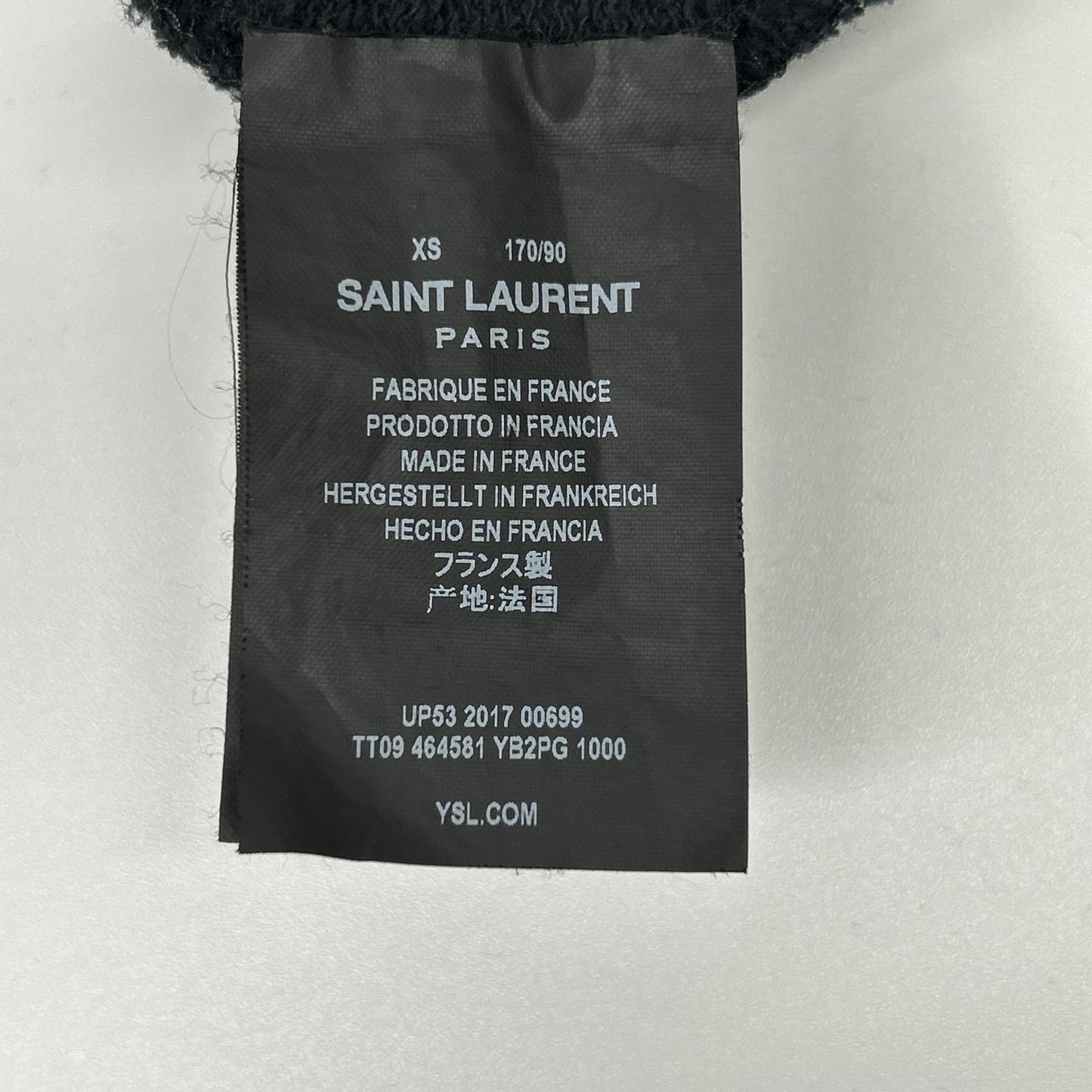 SAINT LAURENT PARIS 圣罗兰 17年 464581 黑色 单点标志连帽衫 上衣