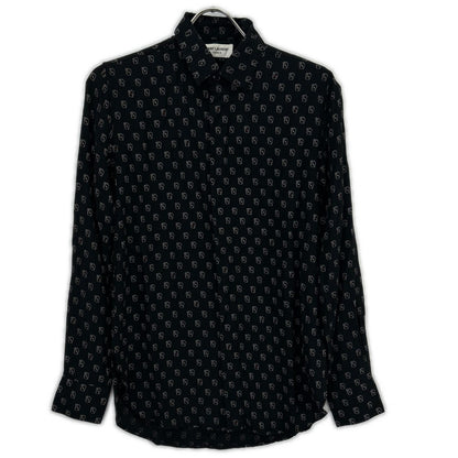 SAINT LAURENT PARIS サンローランパリ 18年 528009 ブラック シルク トランプ柄 長袖シャツ トップス