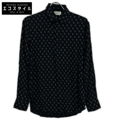 SAINT LAURENT PARIS サンローランパリ 18年 528009 ブラック シルク トランプ柄 長袖シャツ トップス