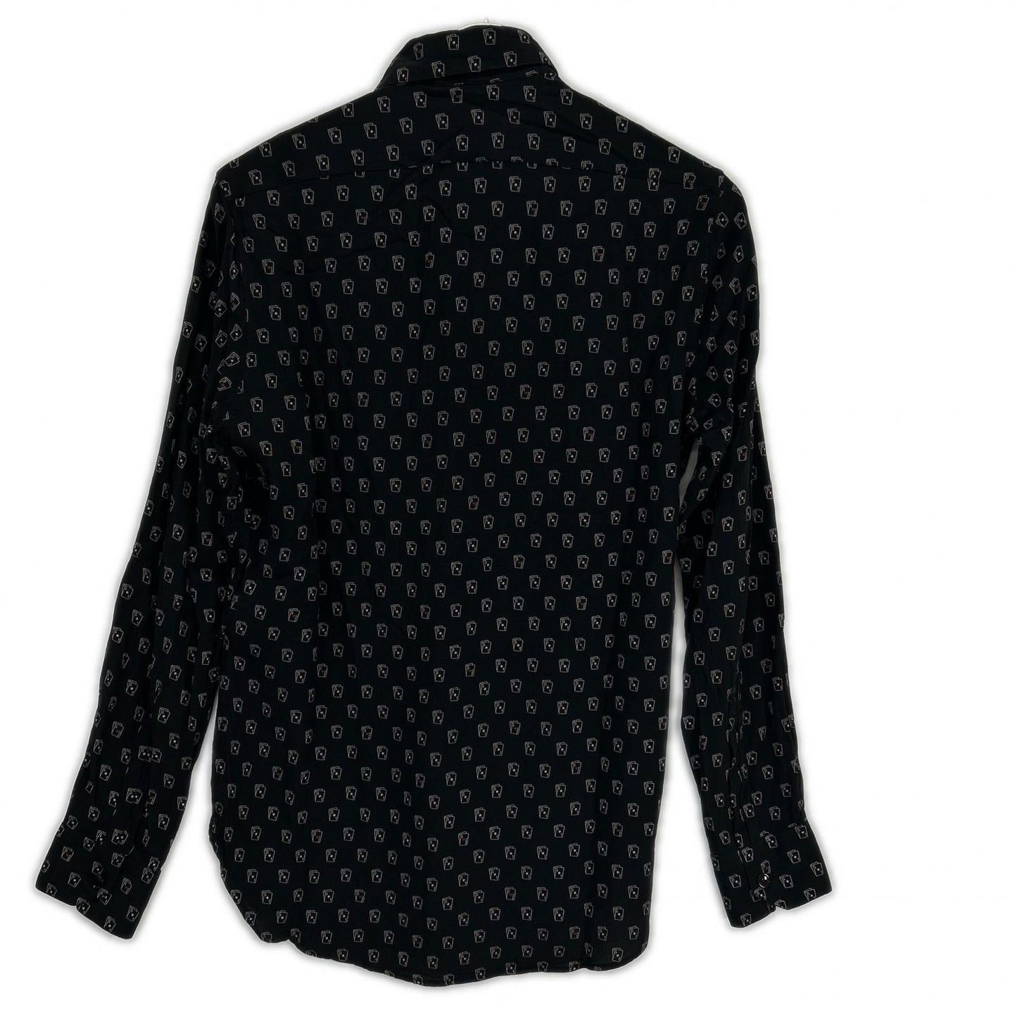 SAINT LAURENT PARIS サンローランパリ 18年 528009 ブラック シルク トランプ柄 長袖シャツ トップス