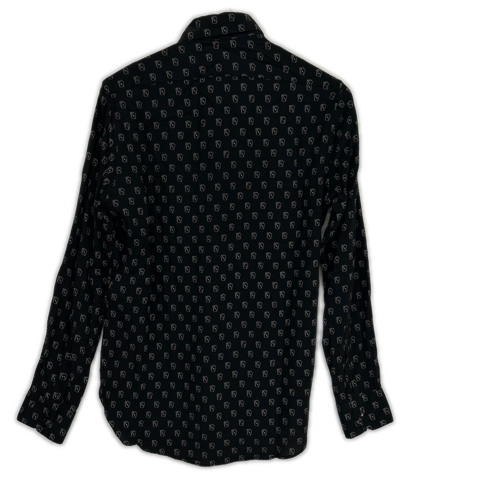 SAINT LAURENT PARIS サンローランパリ 18年 528009 ブラック シルク トランプ柄 長袖シャツ トップス