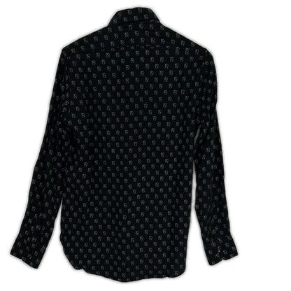 SAINT LAURENT PARIS サンローランパリ 18年 528009 ブラック シルク トランプ柄 長袖シャツ トップス