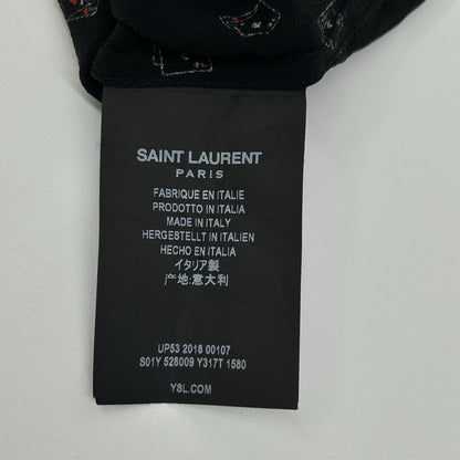SAINT LAURENT PARIS サンローランパリ 18年 528009 ブラック シルク トランプ柄 長袖シャツ トップス