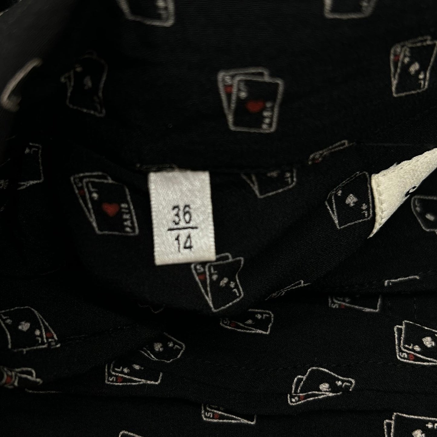 SAINT LAURENT PARIS サンローランパリ 18年 528009 ブラック シルク トランプ柄 長袖シャツ トップス