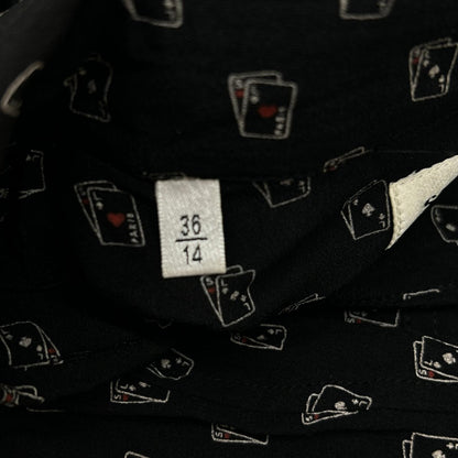 SAINT LAURENT PARIS サンローランパリ 18年 528009 ブラック シルク トランプ柄 長袖シャツ トップス