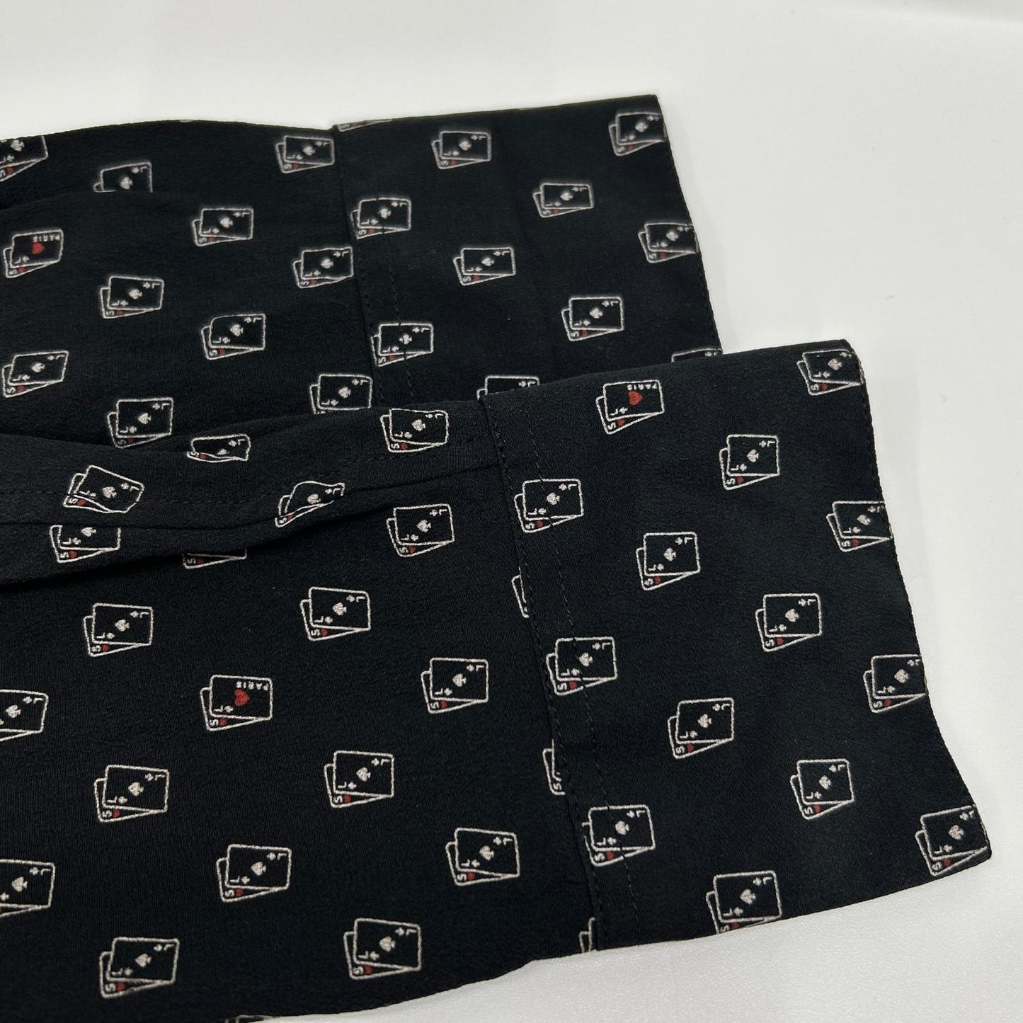 SAINT LAURENT PARIS サンローランパリ 18年 528009 ブラック シルク トランプ柄 長袖シャツ トップス