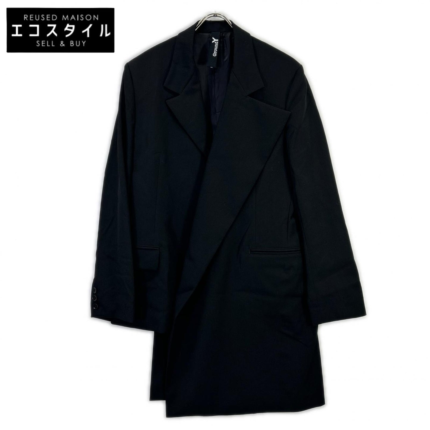 Ground Y グラウンドワイ GPーJ01ー100 ブラック WOOL GABARDINE ASYMMETRICAL JACKET アシメントリージャケット ジャケット
