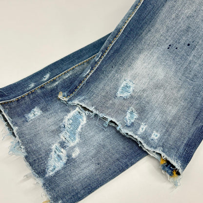 DSQUARED2 ディースクエアード S75LB0410 蓝色 破洞 油漆泼溅做旧 牛仔裤 下装