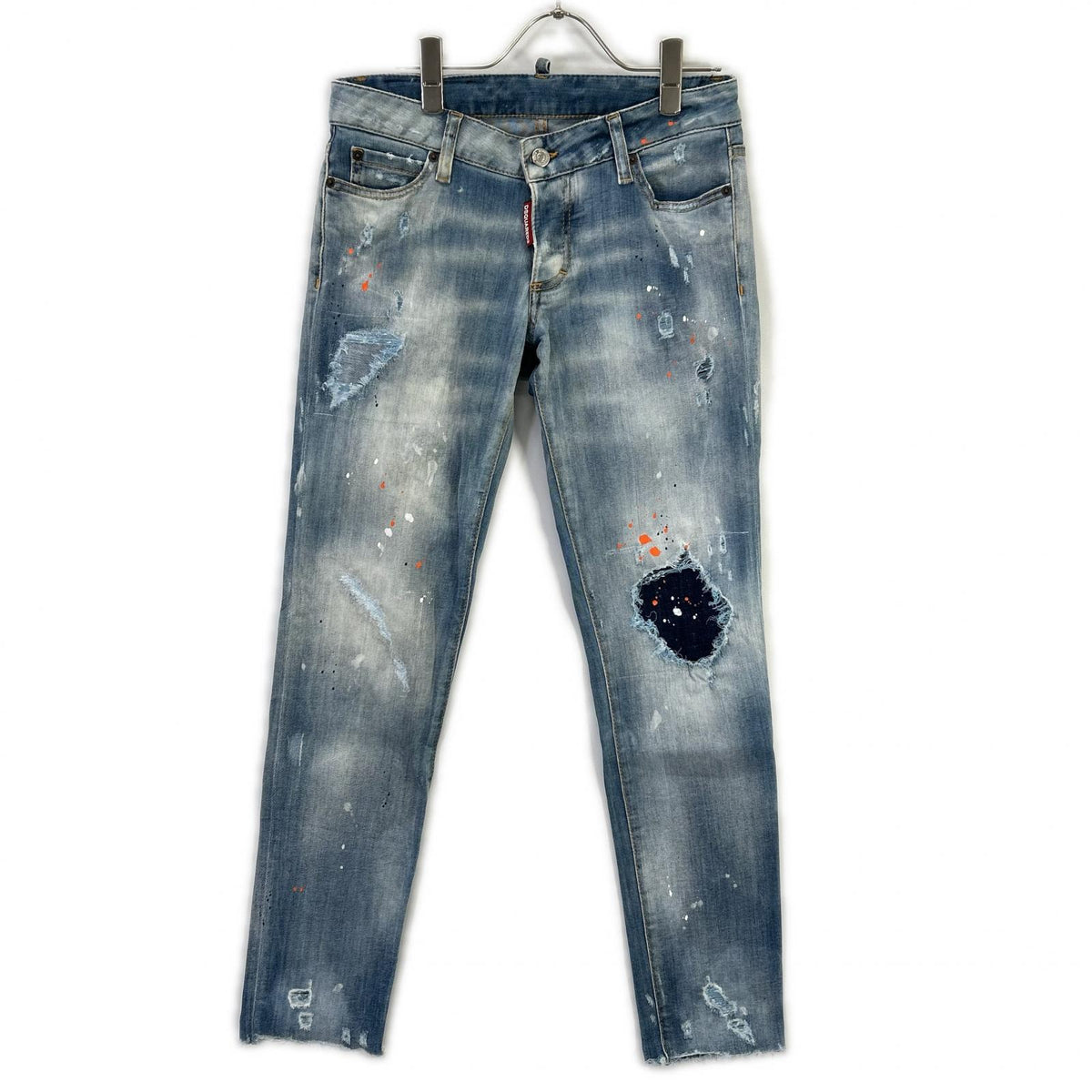 DSQUARED2 ディースクエアード S75LB0410 ブルー ダメージ ペイント加工 デニムパンツ ボトムス