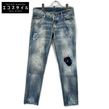 DSQUARED2 ディースクエアード S75LB0410 蓝色 破洞 油漆泼溅做旧 牛仔裤 下装