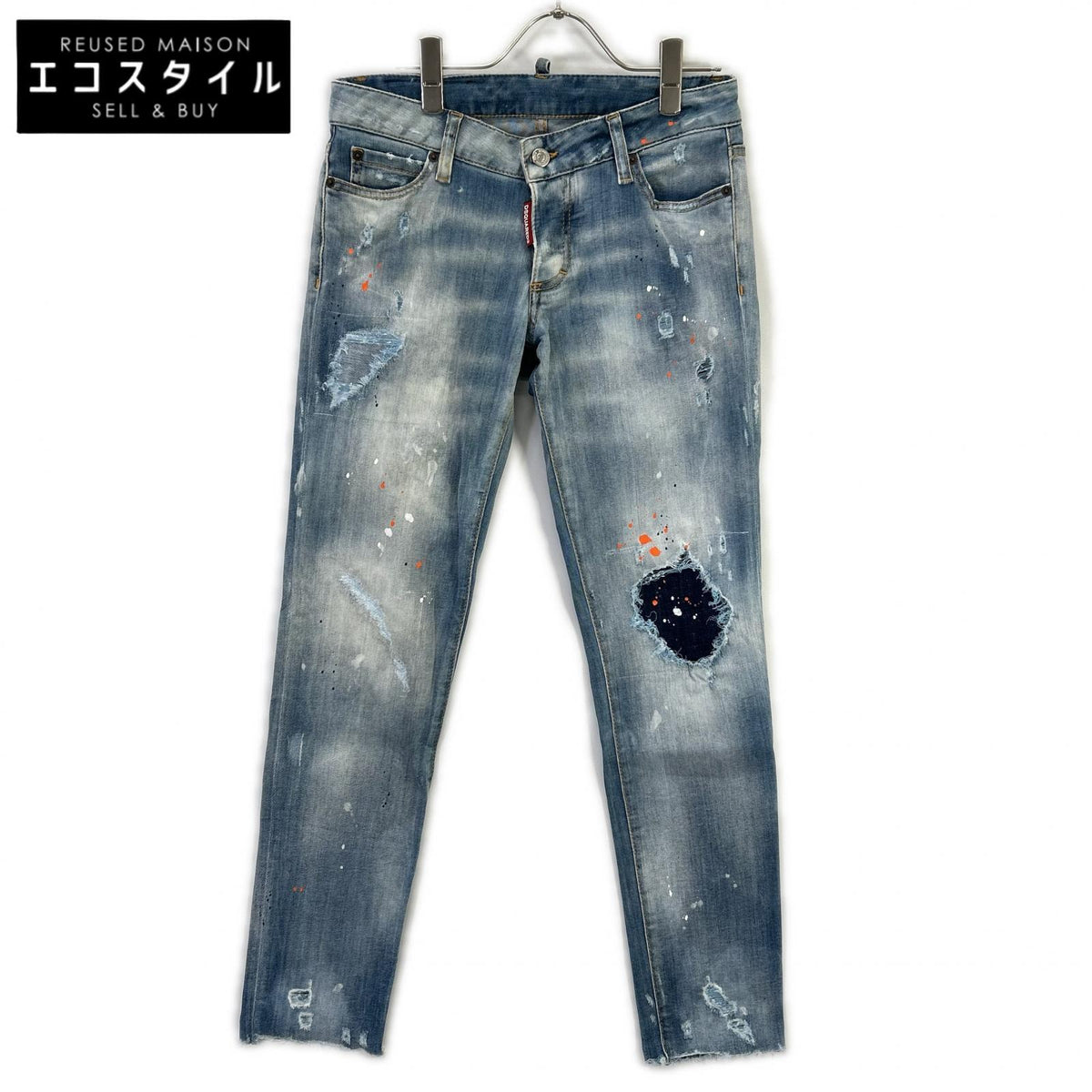 DSQUARED2 ディースクエアード S75LB0410 ブルー ダメージ ペイント加工 デニムパンツ ボトムス