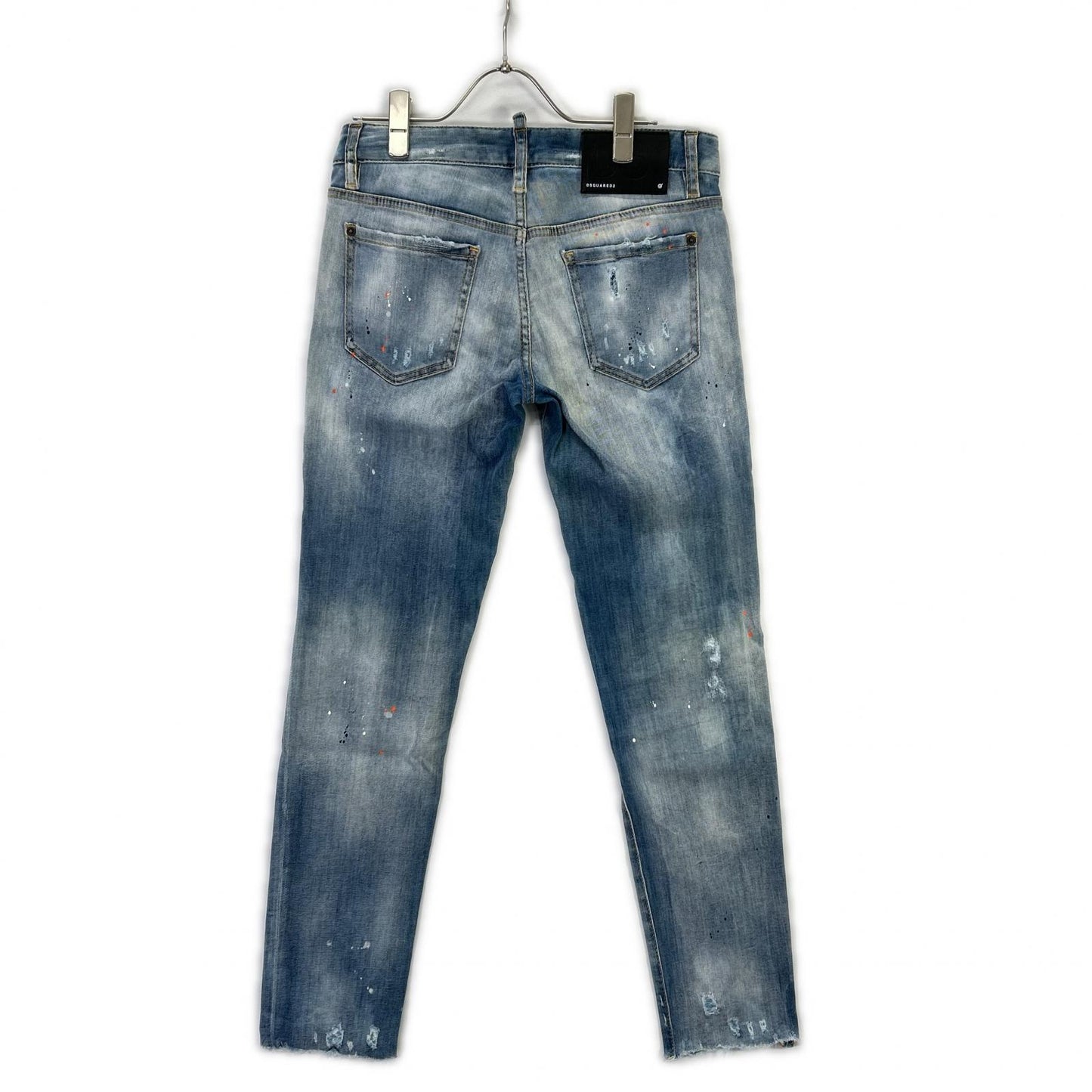 DSQUARED2 ディースクエアード S75LB0410 蓝色 破洞 油漆泼溅做旧 牛仔裤 下装
