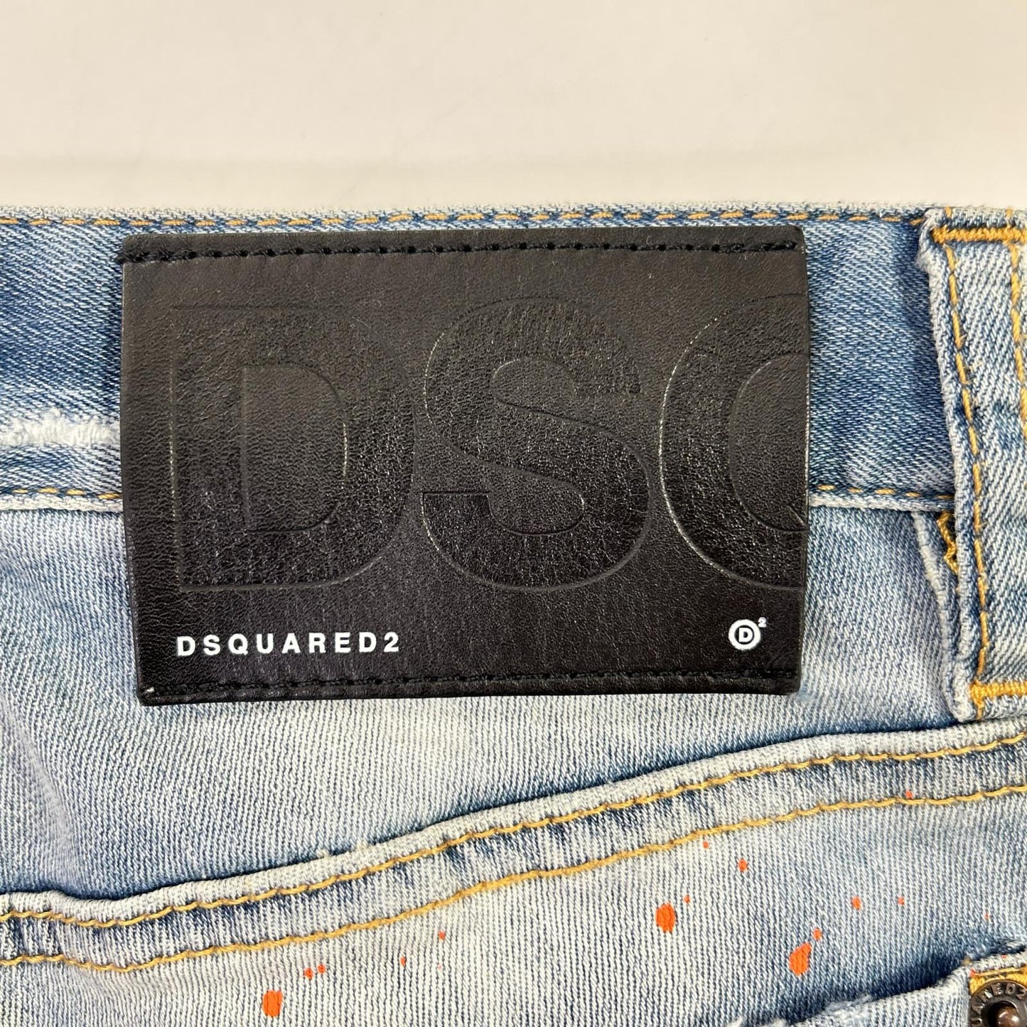 DSQUARED2 ディースクエアード S75LB0410 蓝色 破洞 油漆泼溅做旧 牛仔裤 下装