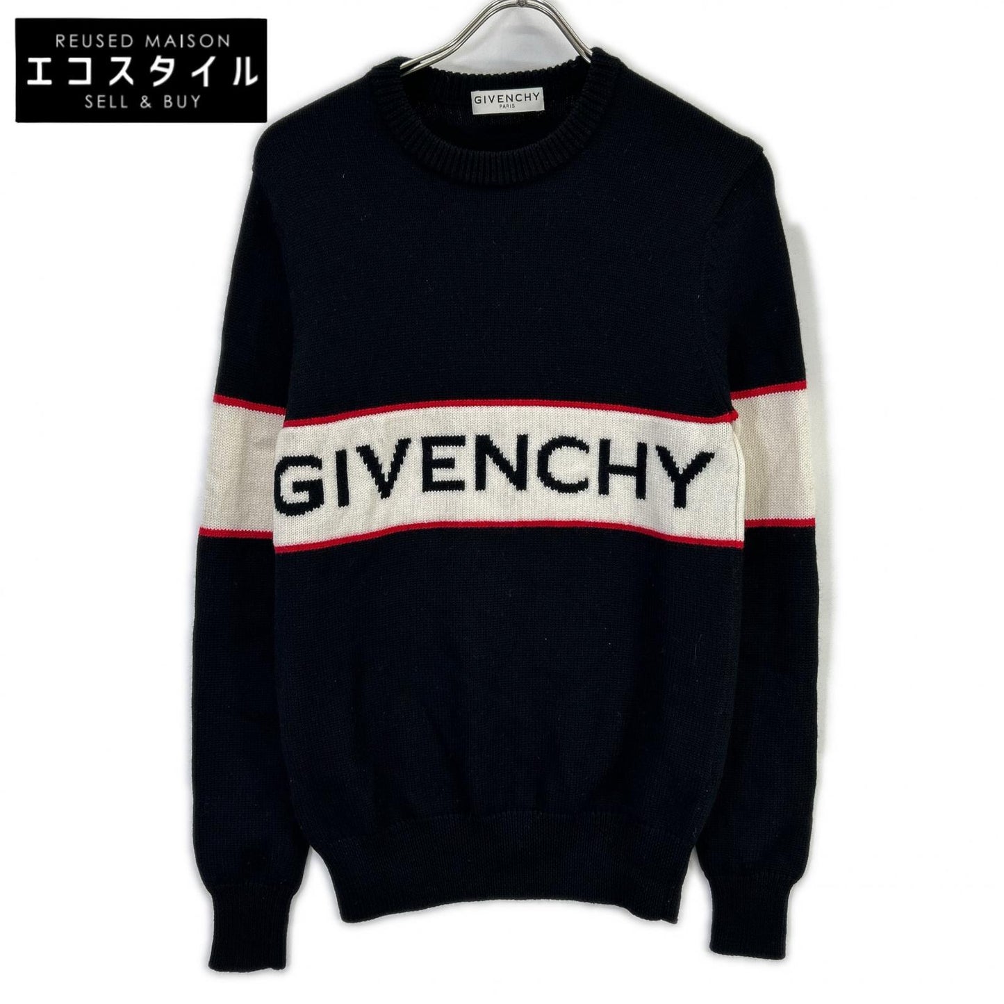 GIVENCHY 纪梵希 BM900G400M 黑色羊毛徽标针织上衣