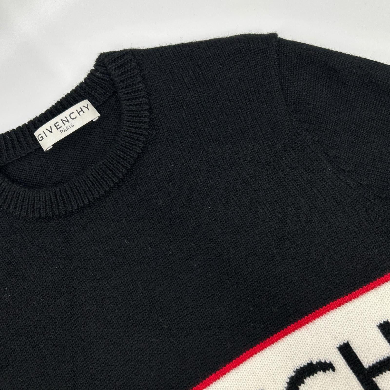 GIVENCHY 纪梵希 BM900G400M 黑色羊毛徽标针织上衣